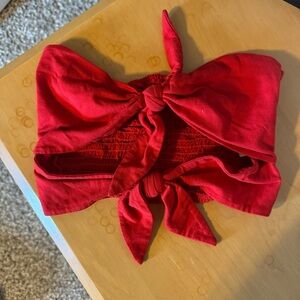 Aritzia Wilfred Red Tie-Front Tube Top, size small